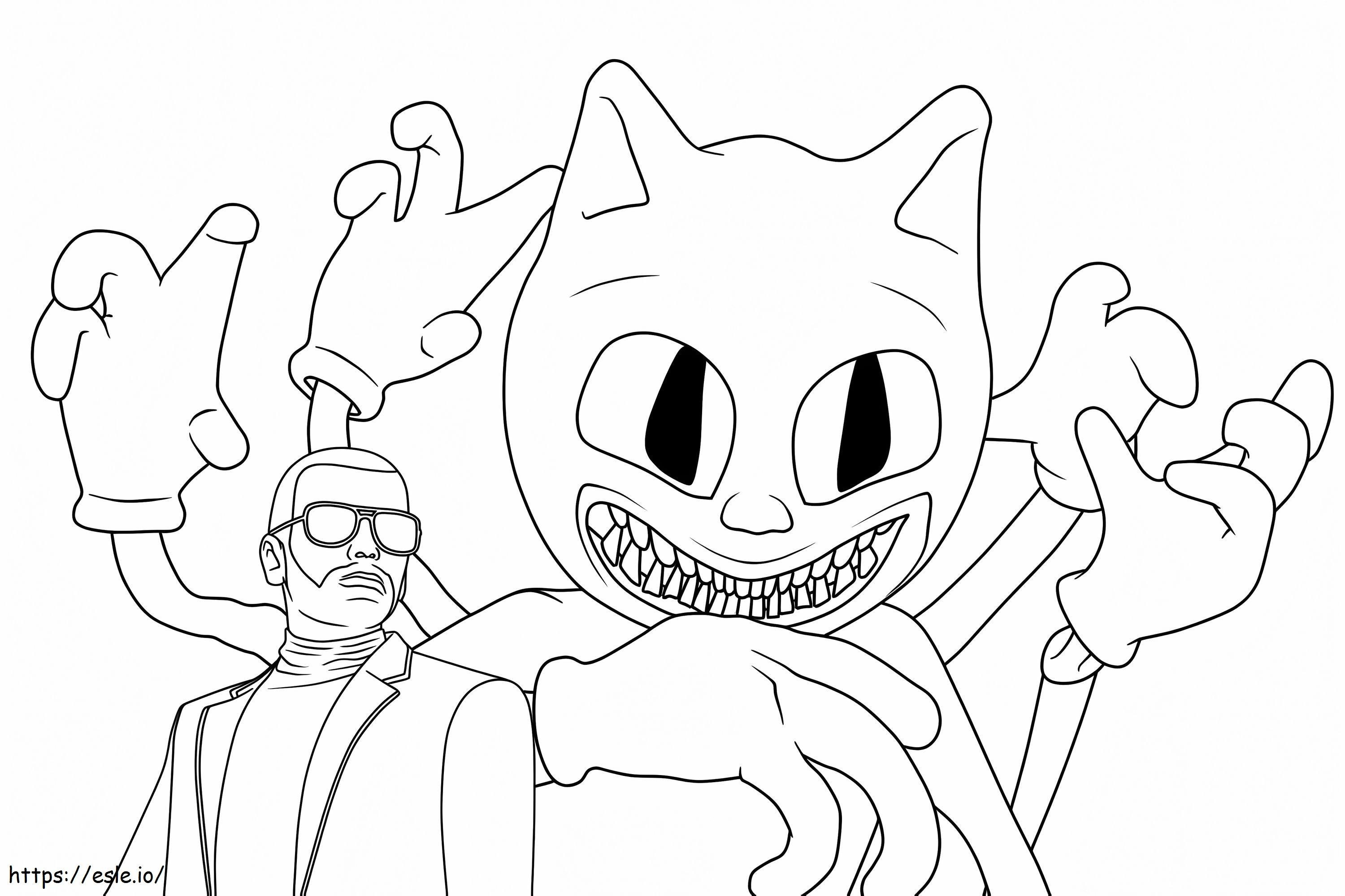 Coloriage Monstre de chat de dessin animé à imprimer dessin