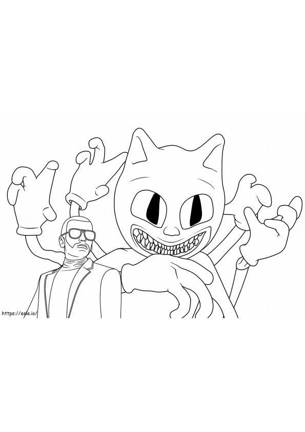 Monstruo gato de dibujos animados para colorear