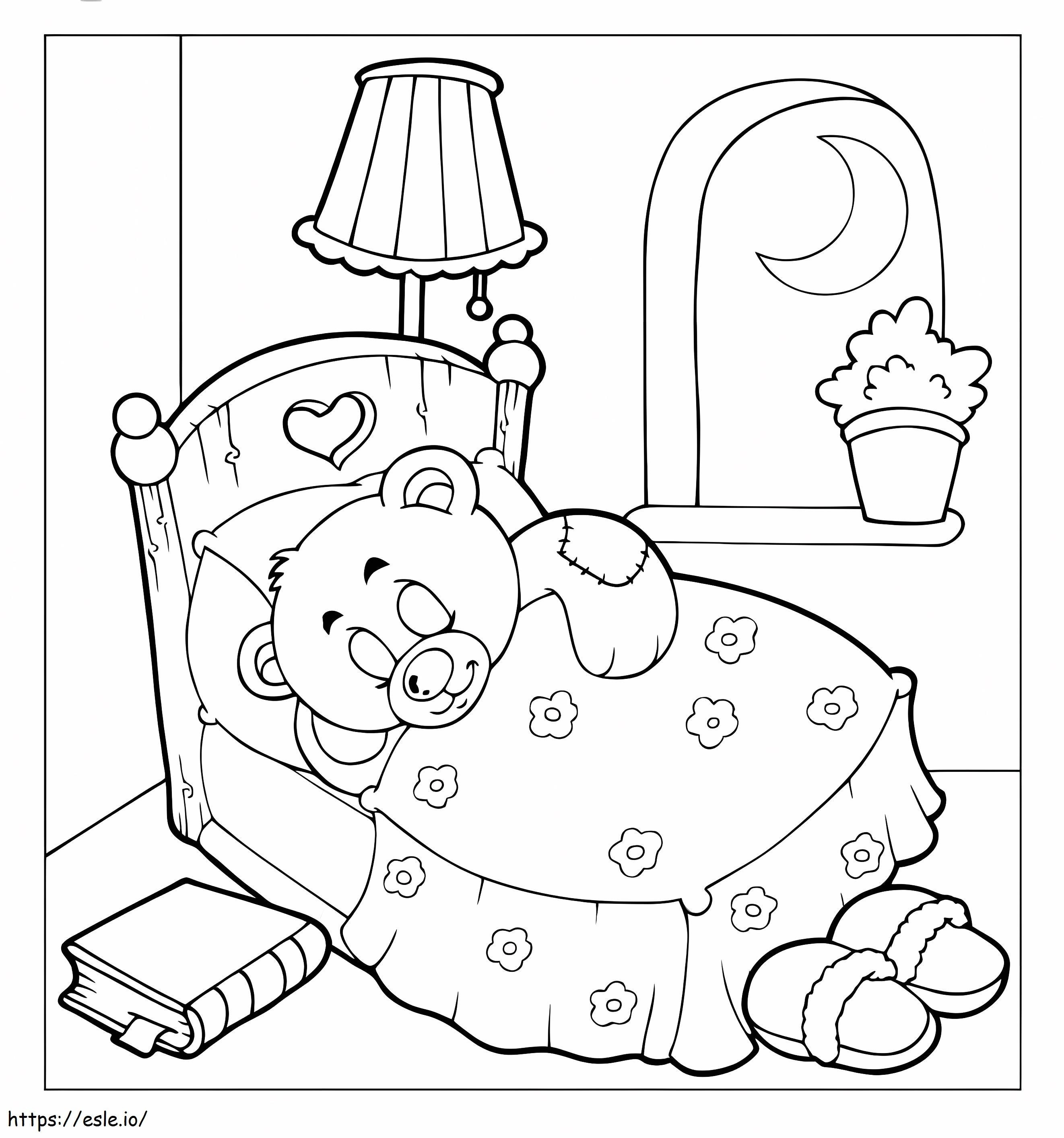 Ursinho de pelúcia dormindo para colorir