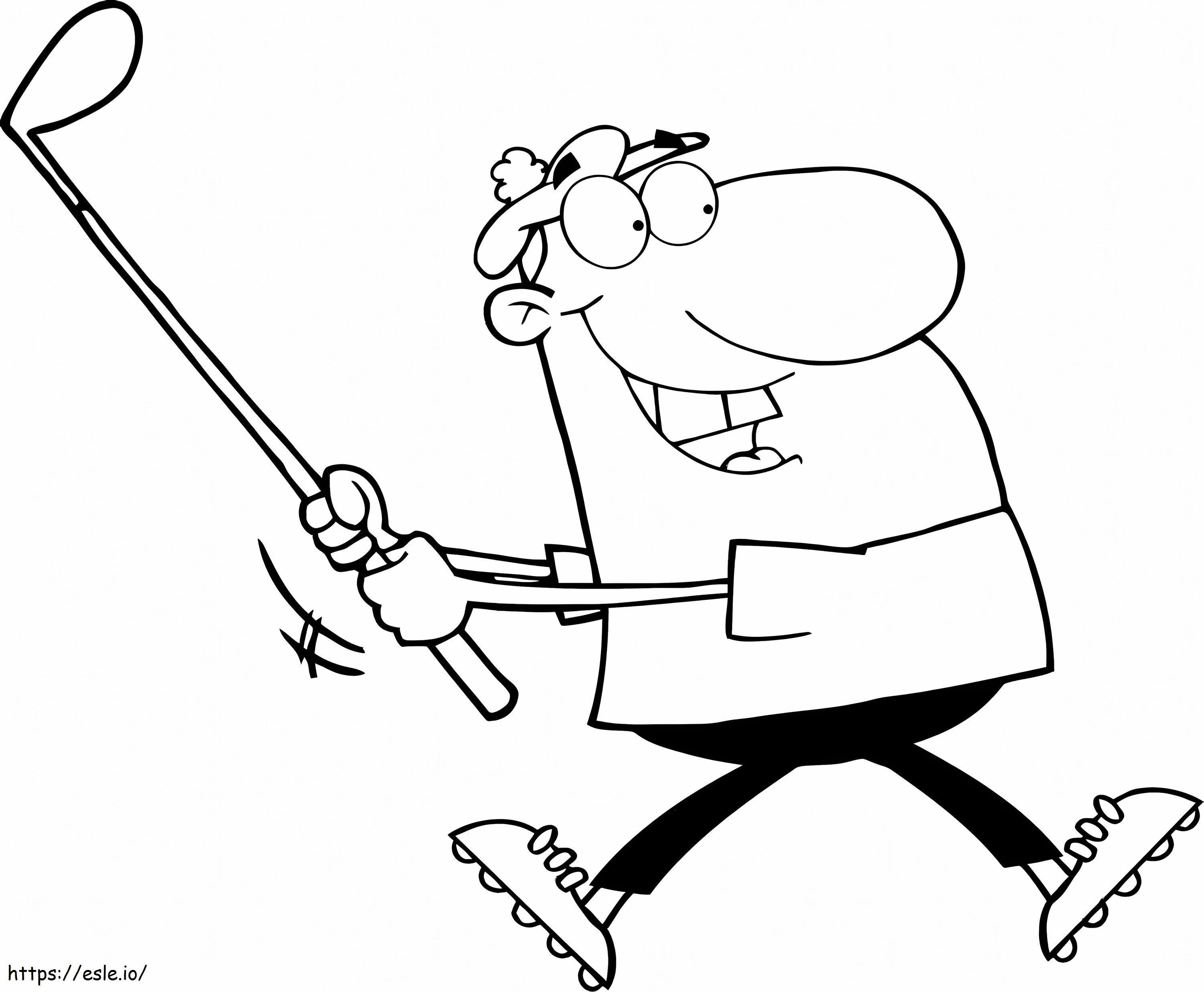 Cartoon Man Playing Golf coloring page