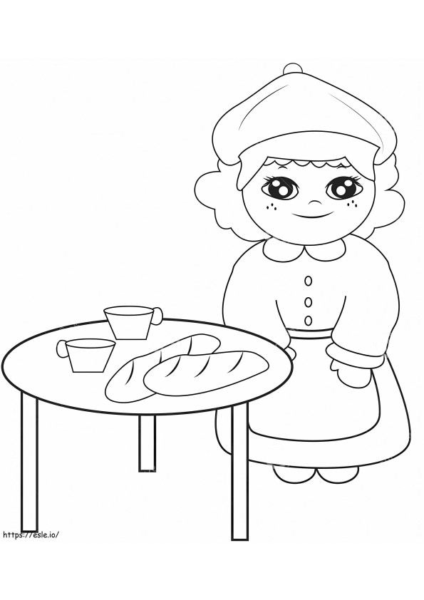 Bread And Tea On The Table coloring page