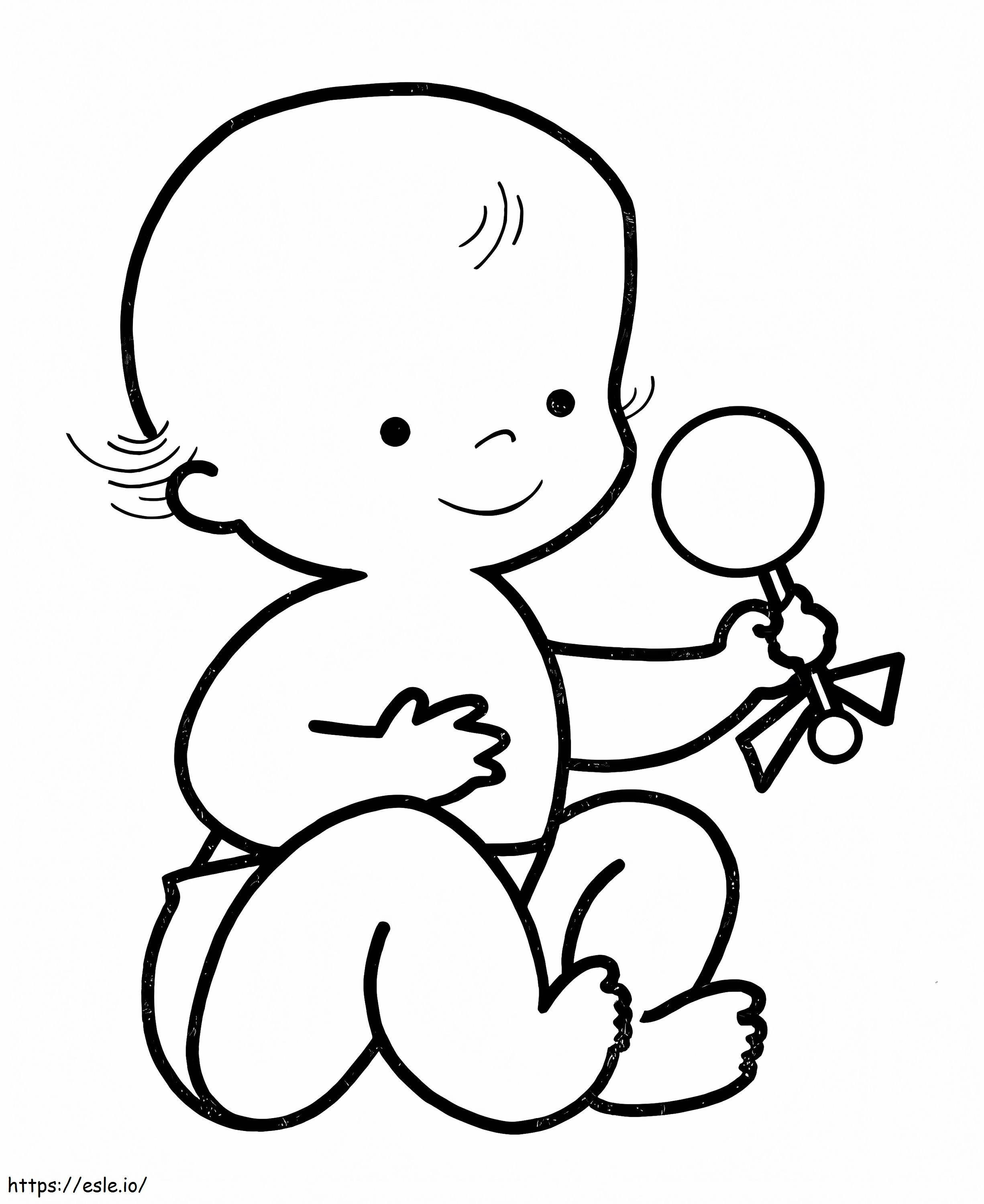 Coloriage Bébé tenant des bonbons à imprimer dessin