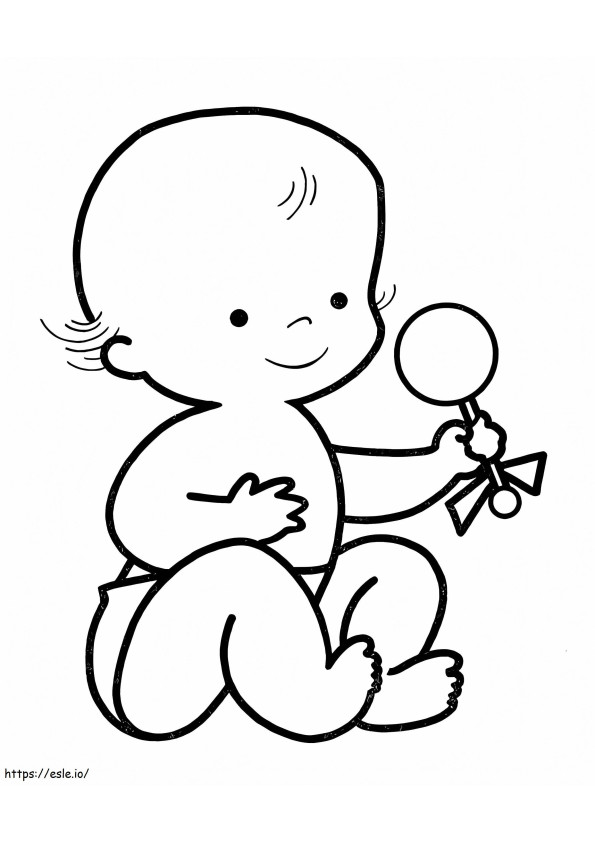 Coloriage Bébé tenant des bonbons à imprimer dessin