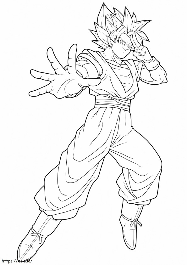 Coloriage Son Goku utilise la transmission instantanée à imprimer dessin