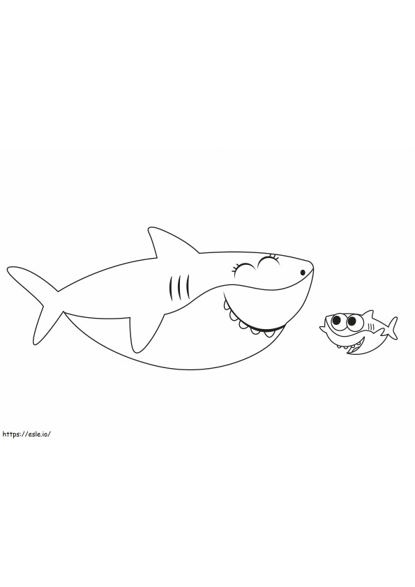 Coloriage Bébé requin et poisson moelleux à imprimer dessin