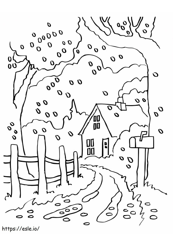 Autumn Country Road coloring page