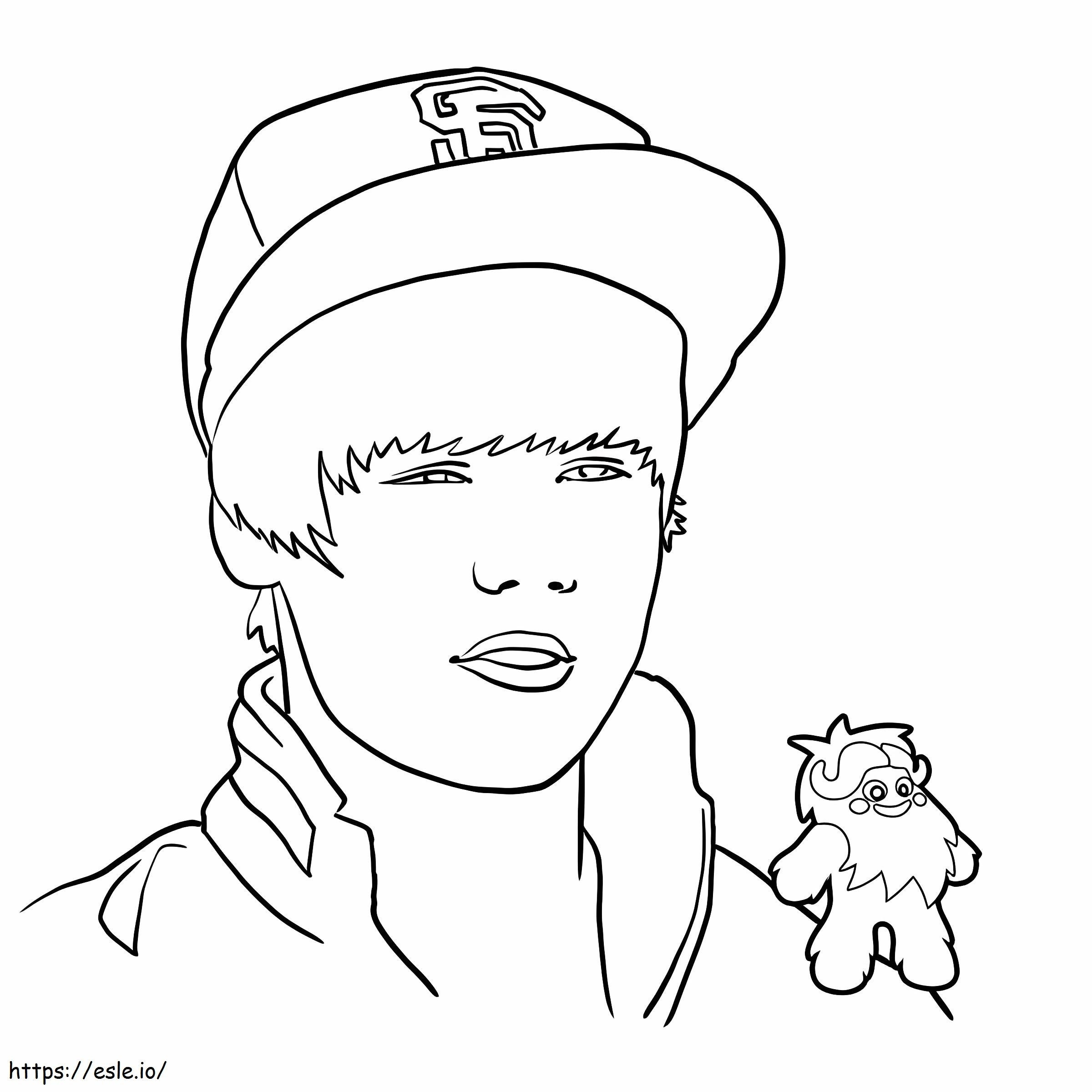 Enfrente Justin Bieber com Mascota para colorir