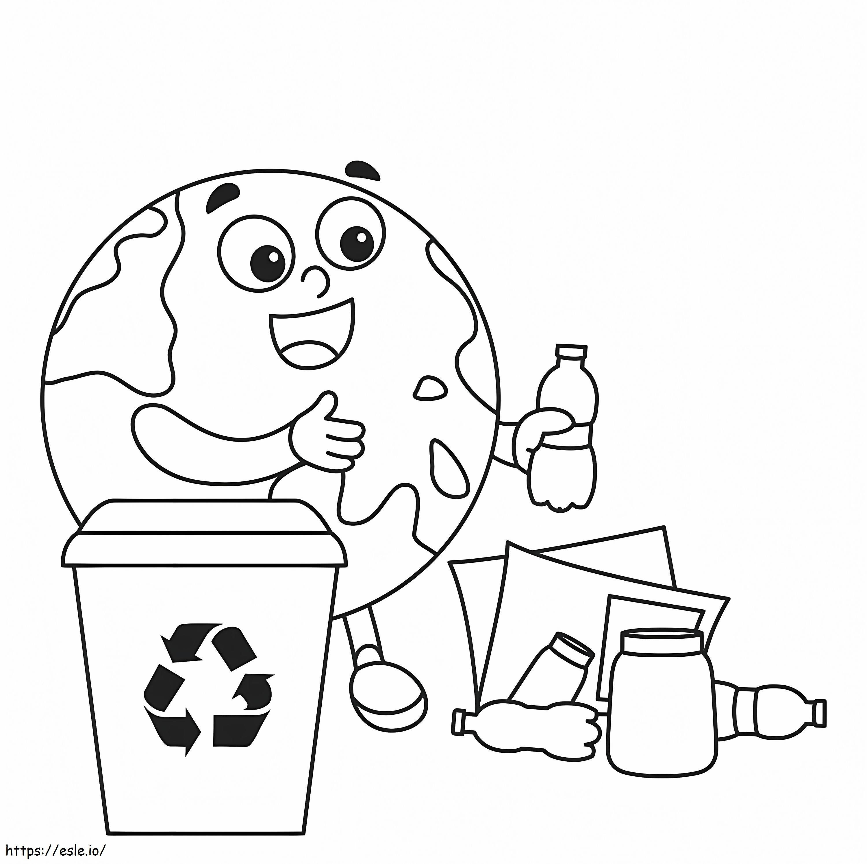 Cartoon-Land, das Müll reinigt ausmalbilder
