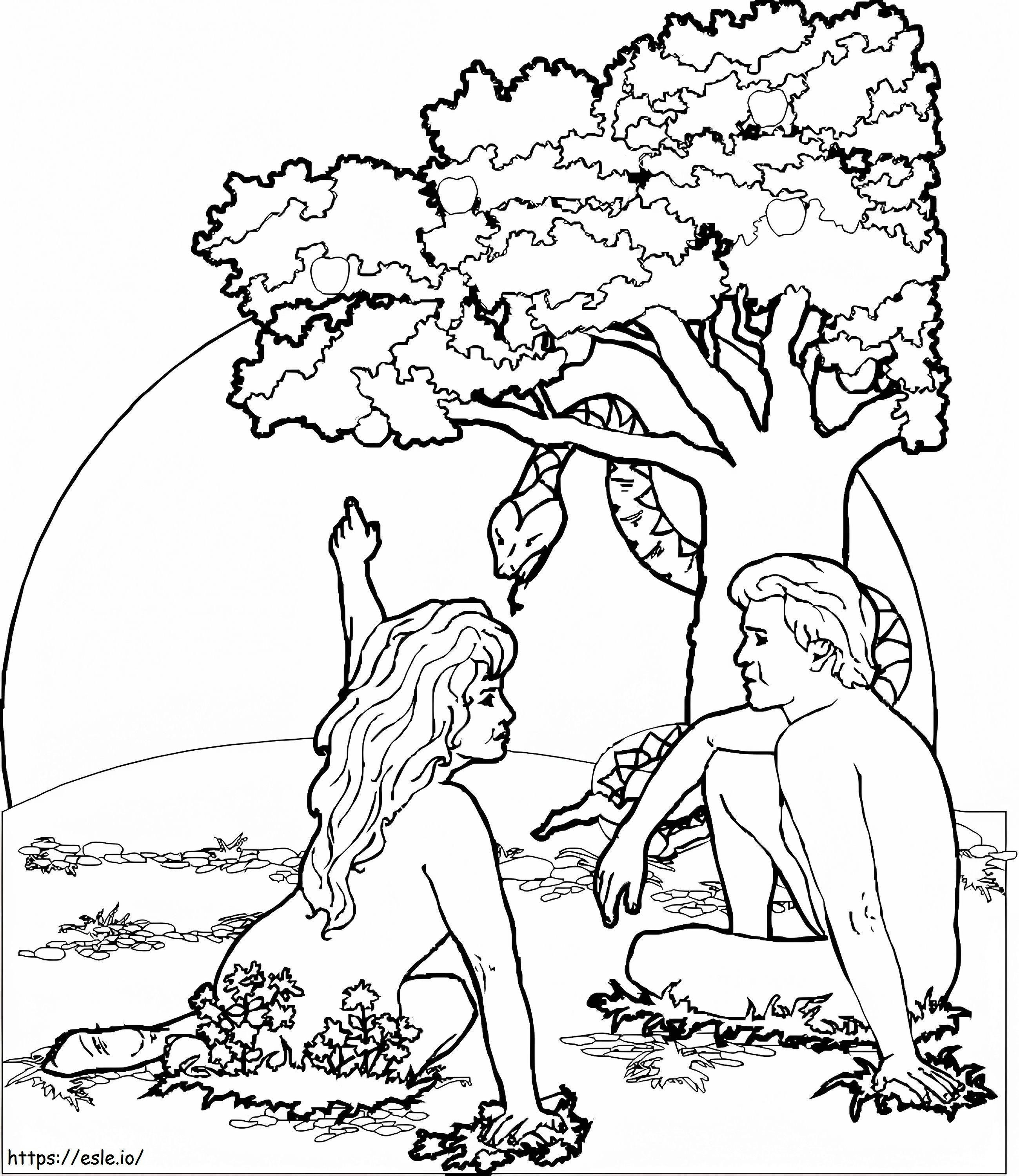 Aatami ja Eeva 1 värityskuva