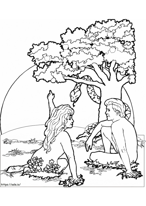 Aatami ja Eeva 1 värityskuva