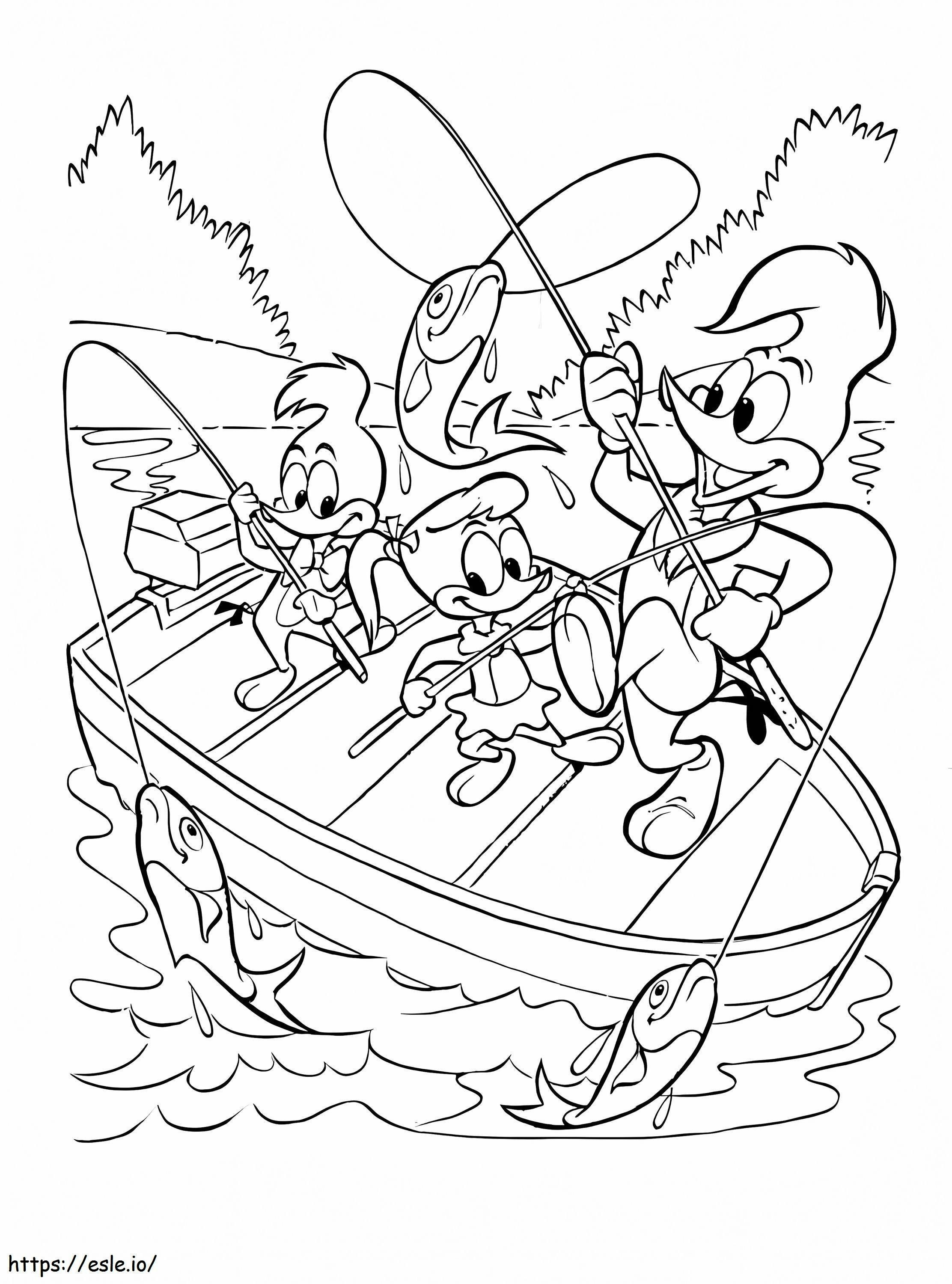 Woody și prietenii lui merg la pescuit de colorat