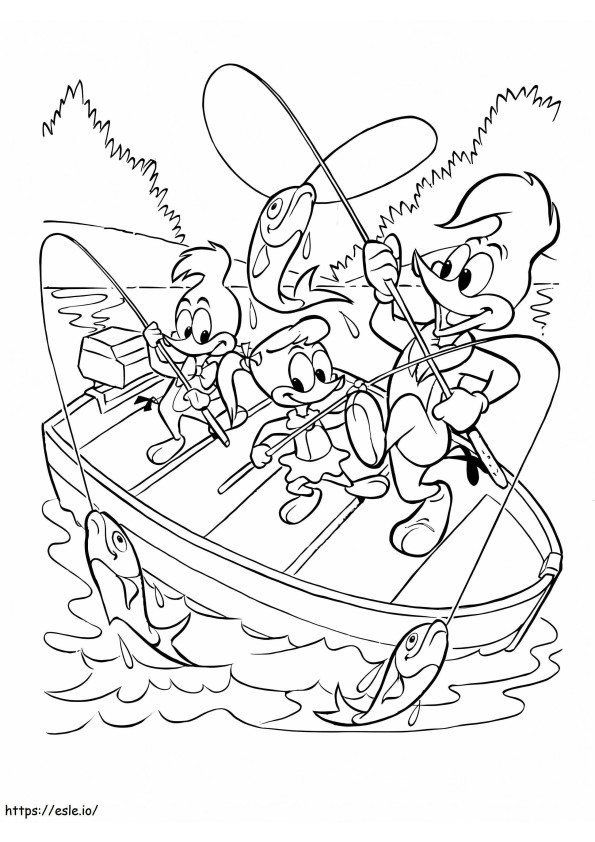 Woody e i suoi amici vanno a pescare da colorare