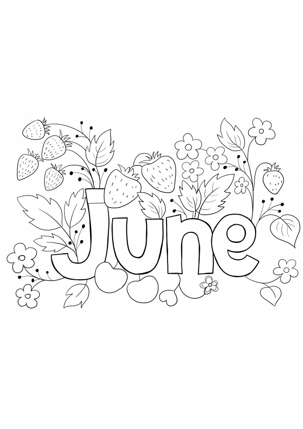 Juni Monat der Sommersaison Ausmalbild kostenlos zum Ausdrucken