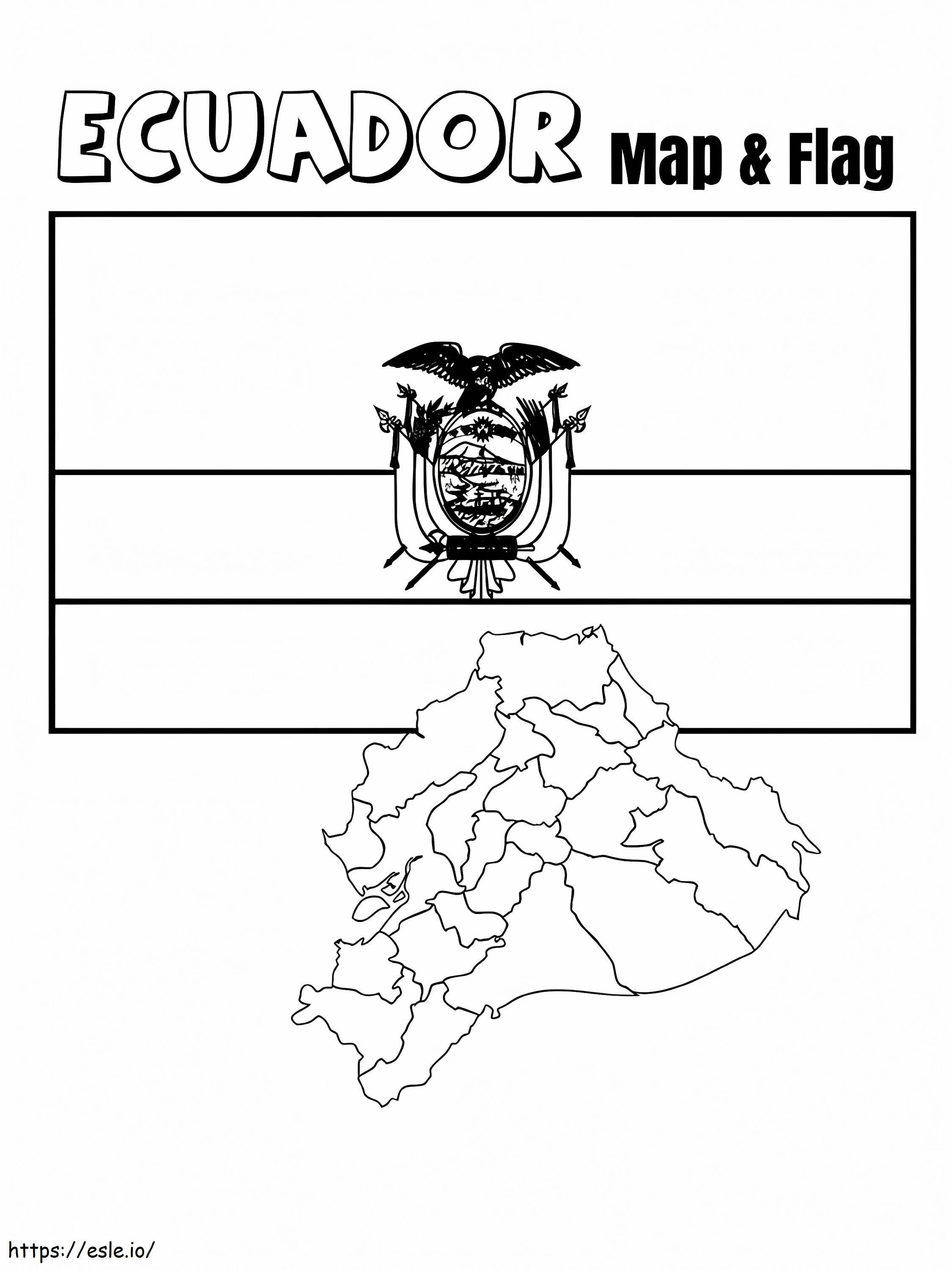 Ecuador Map And Flag coloring page