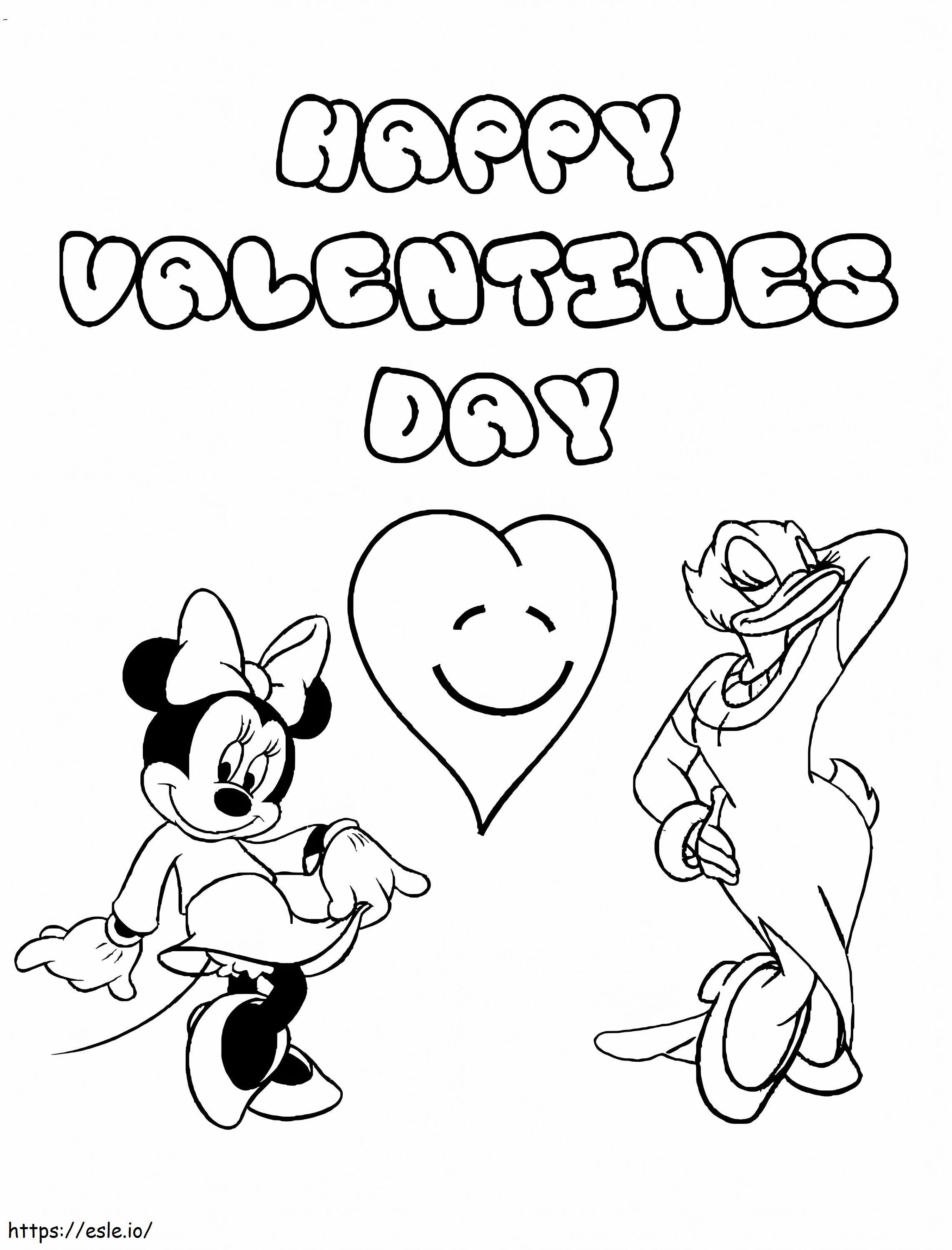デイジーダックとミニーマウスのディズニーバレンタイン ぬりえ - 塗り絵