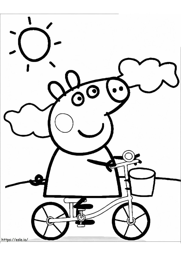 Sepeda Naik Peppa Pig Gambar Mewarnai