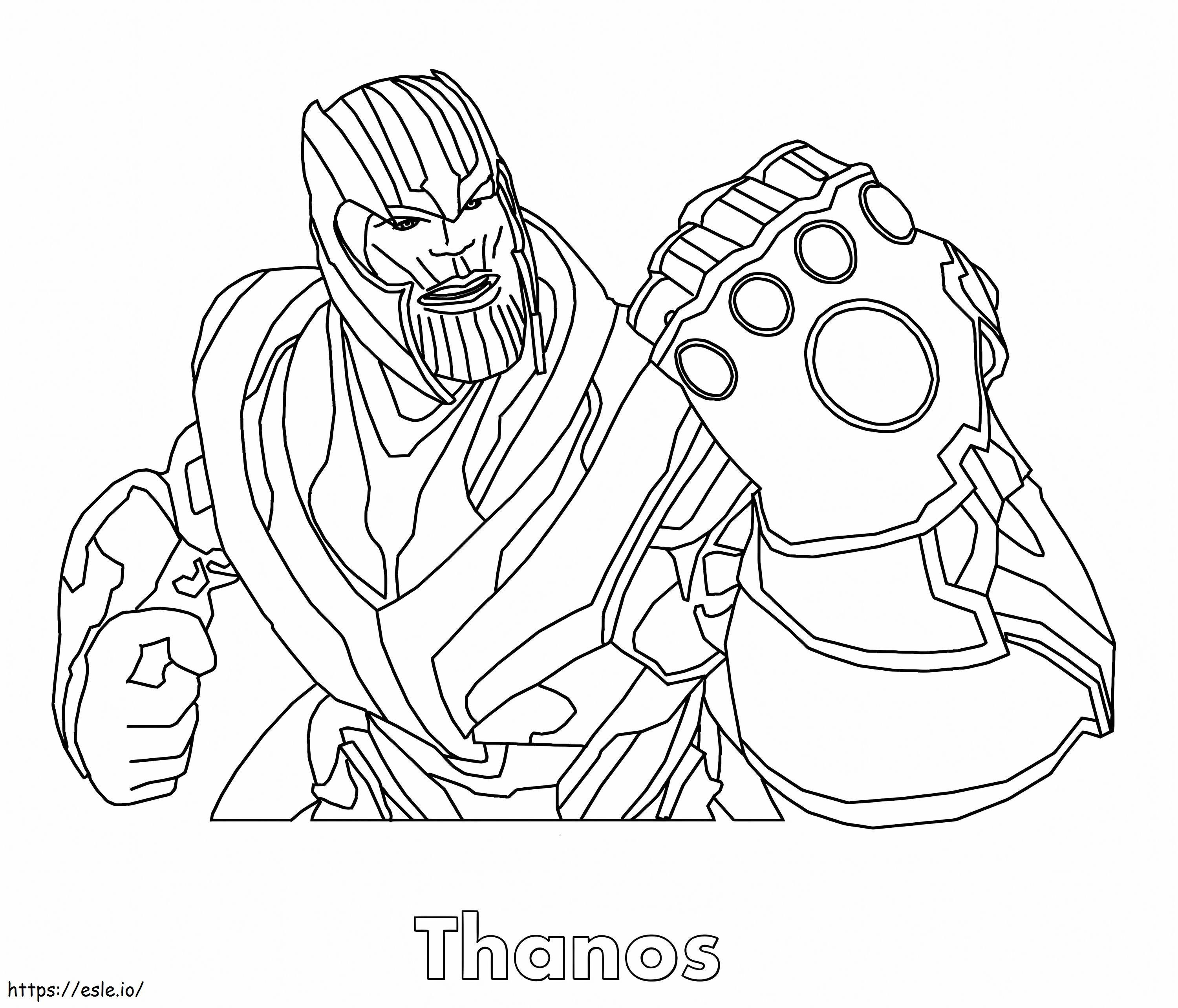 Vihainen Thanos käyttää Infinity Gauntlet -laitetta värityskuva