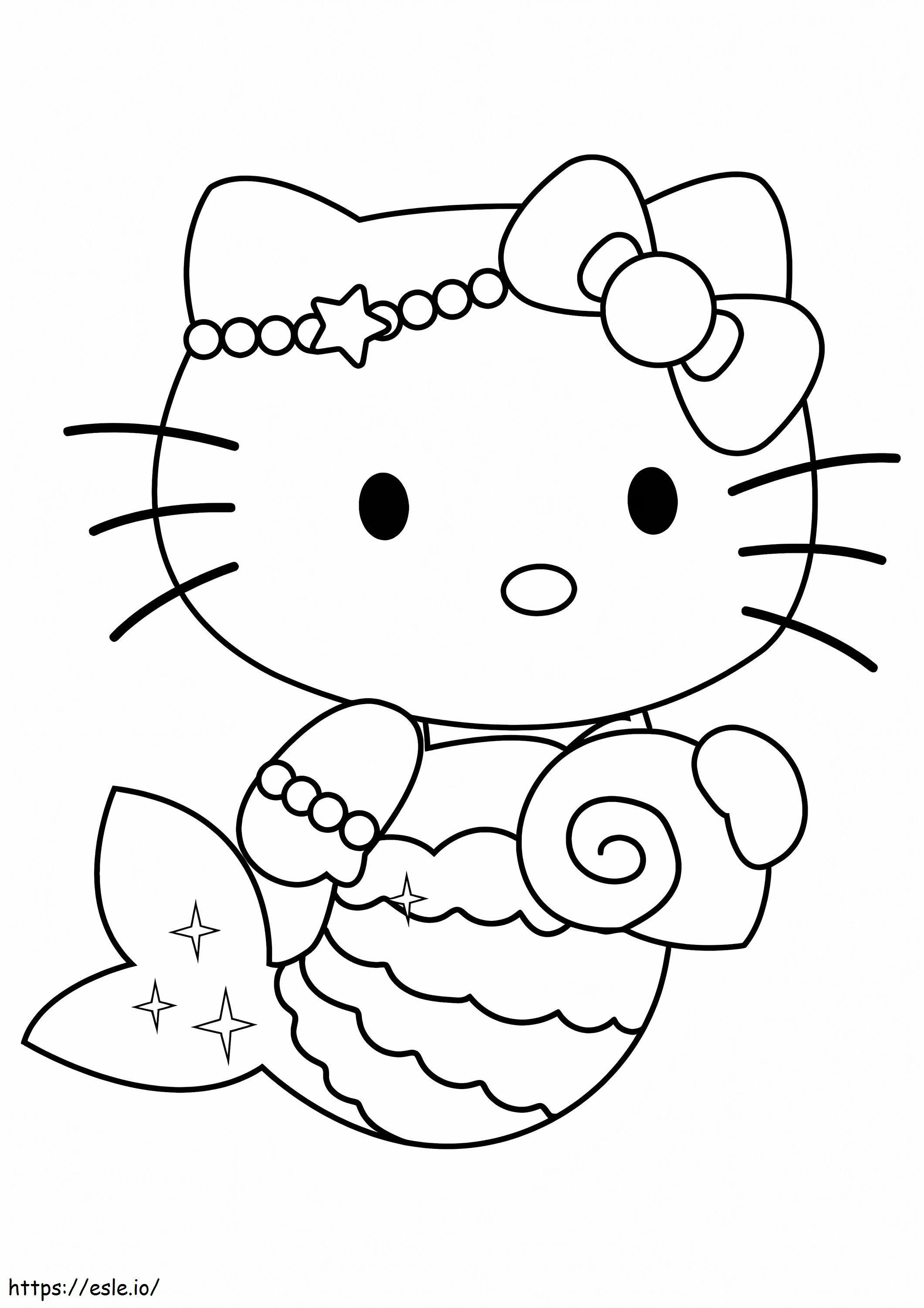Darmowa Hello Kitty Syrenka kolorowanka