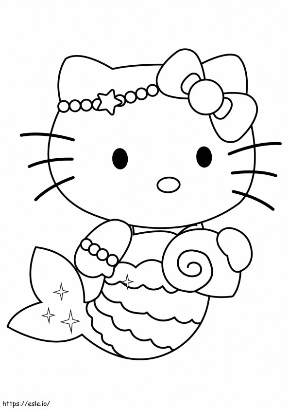 Coloriage Sirène Hello Kitty gratuite à imprimer dessin