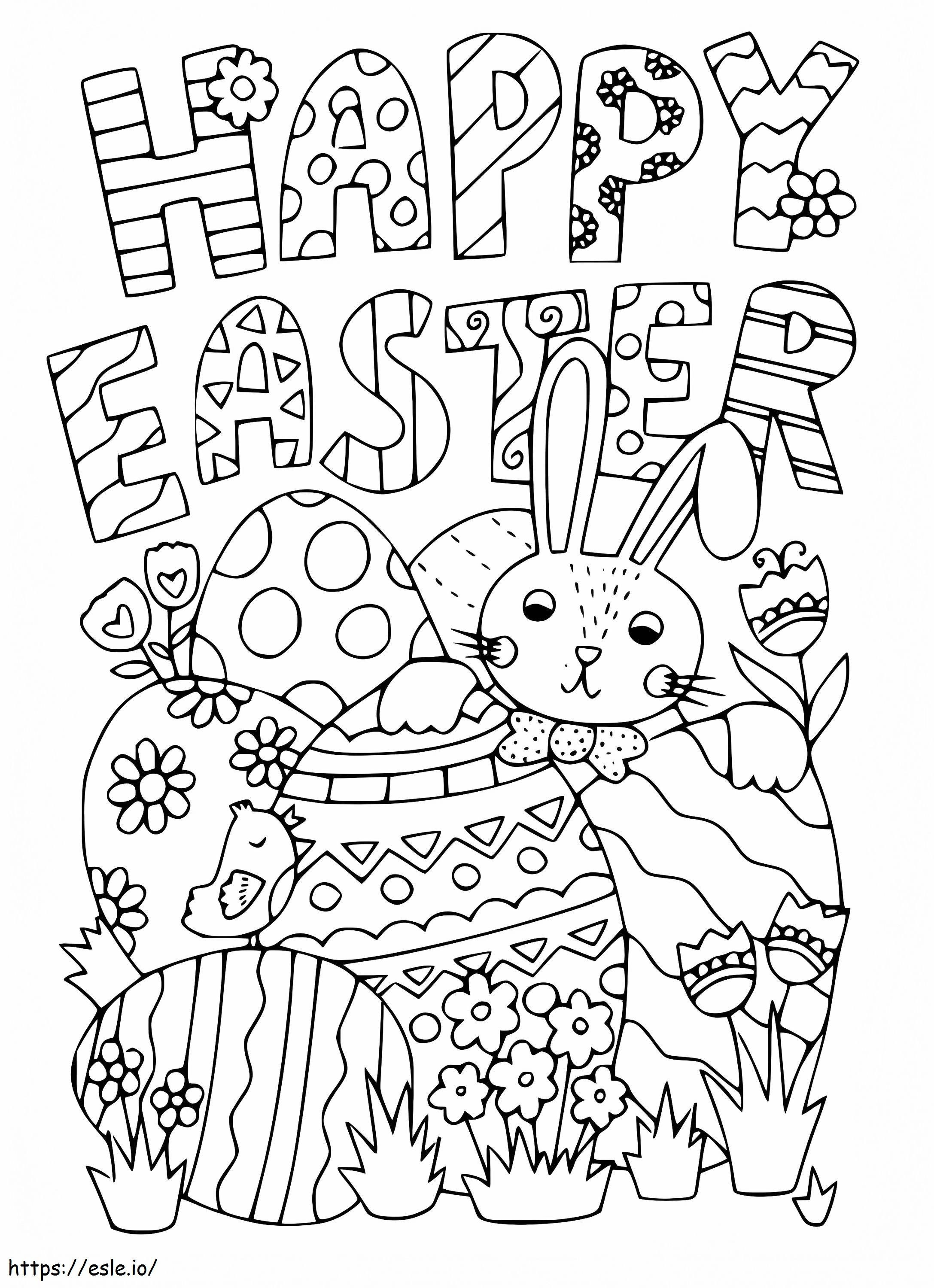 Cartão de feliz Páscoa grátis para colorir