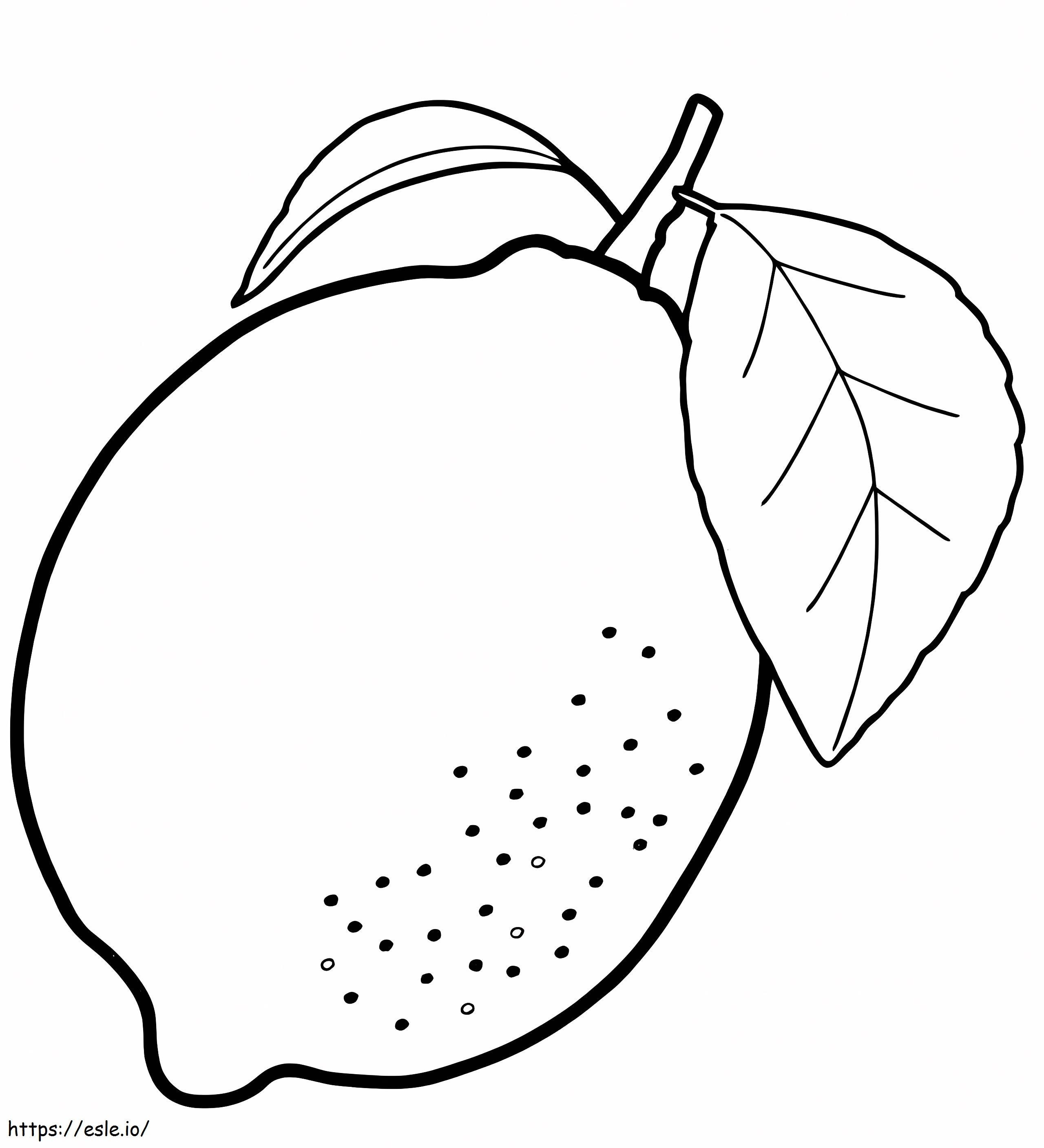 A Lemon With Leaf coloring page
