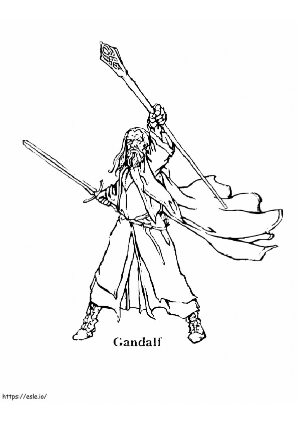 ガンダルフの戦い ぬりえ - 塗り絵