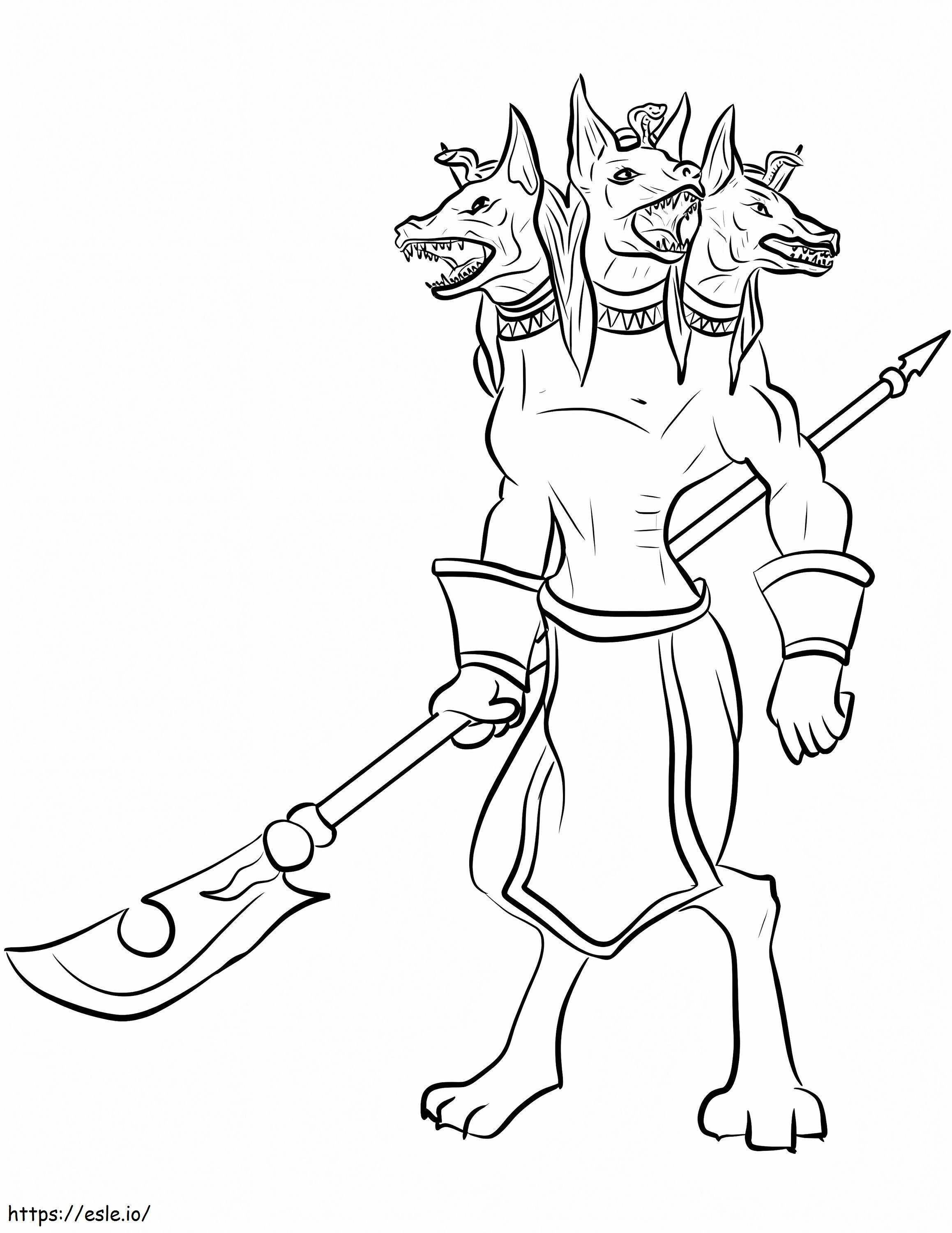 Cerberus Warrior coloring page