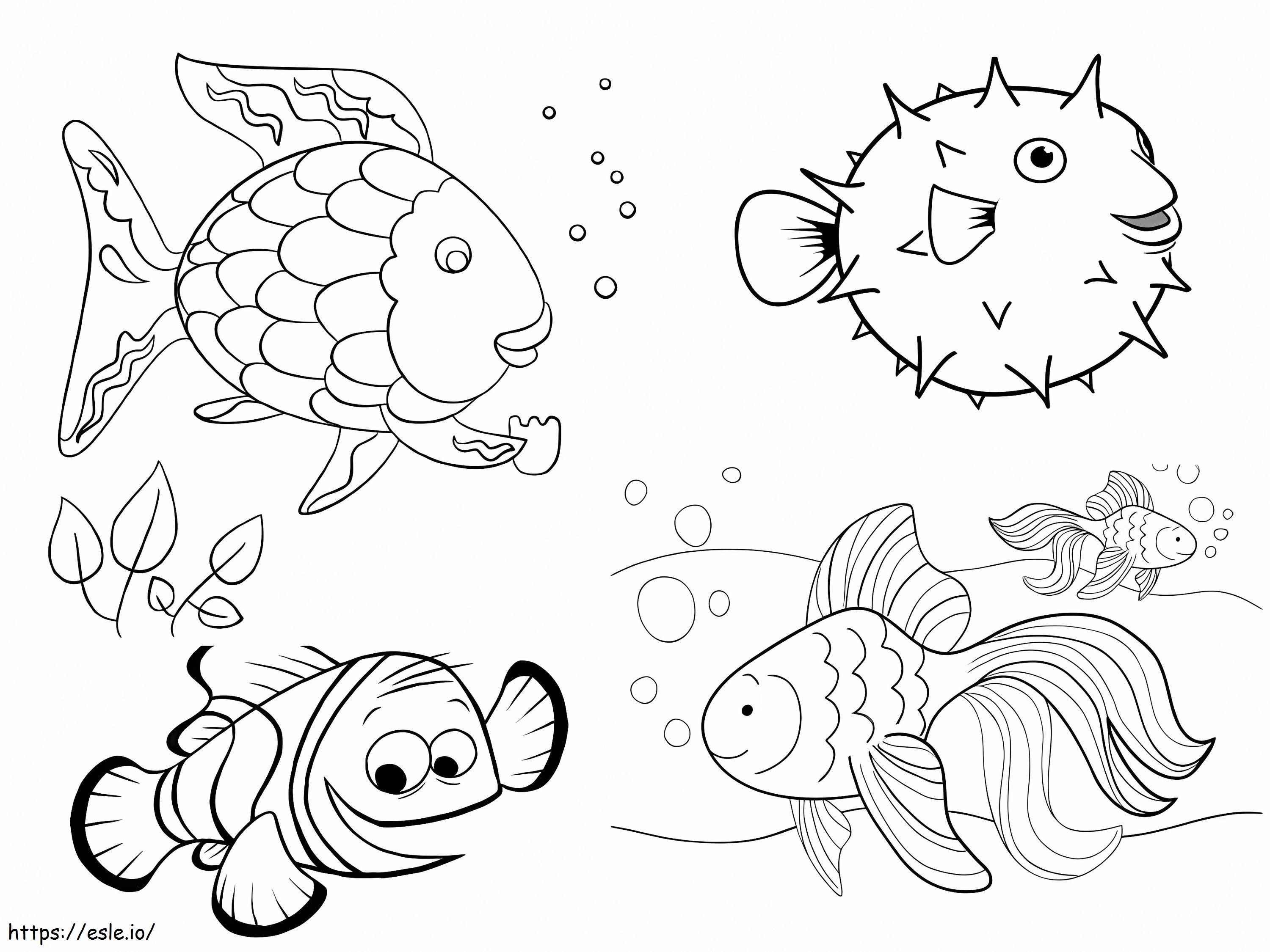 Pește de desene animate de colorat
