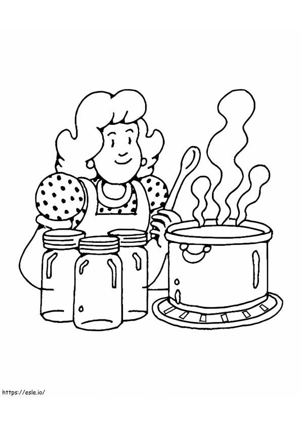 Girl Cooking In The Kitchen coloring page