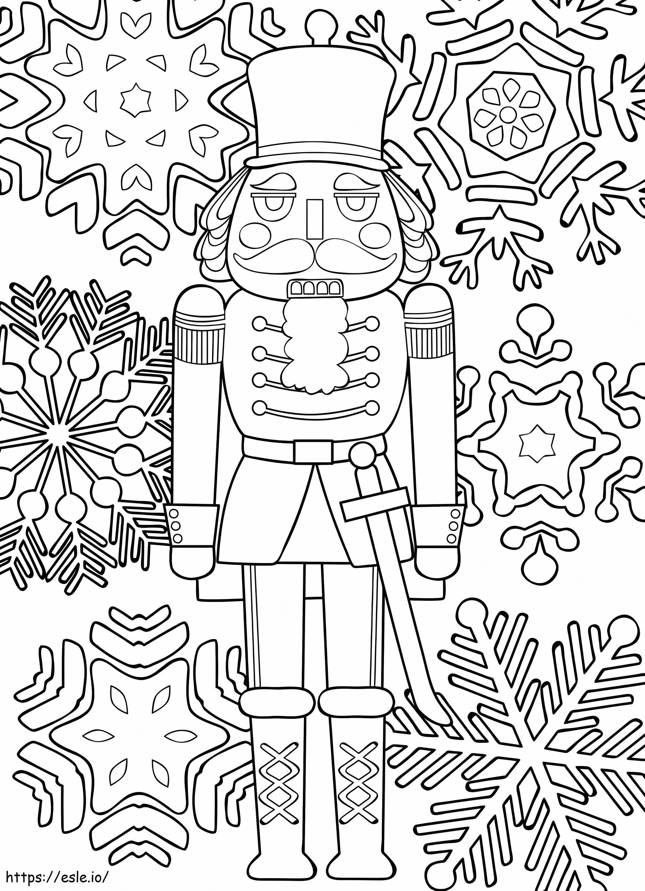 Nutcracker With Snowflakes coloring page