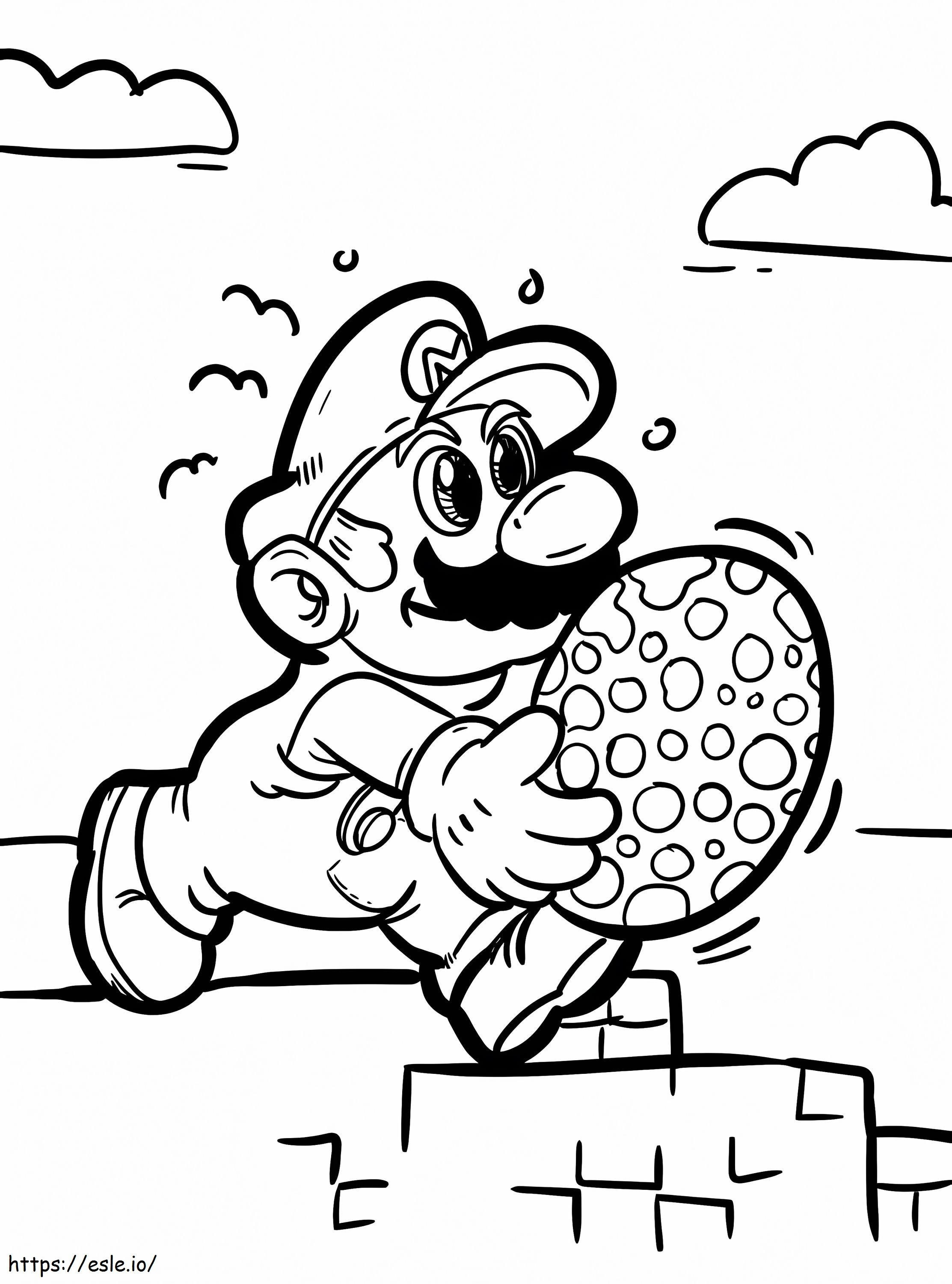 Coloriage Mario et l'oeuf à imprimer dessin