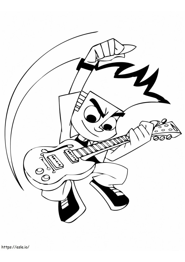 Johnny Test tocando la guitarra para colorear