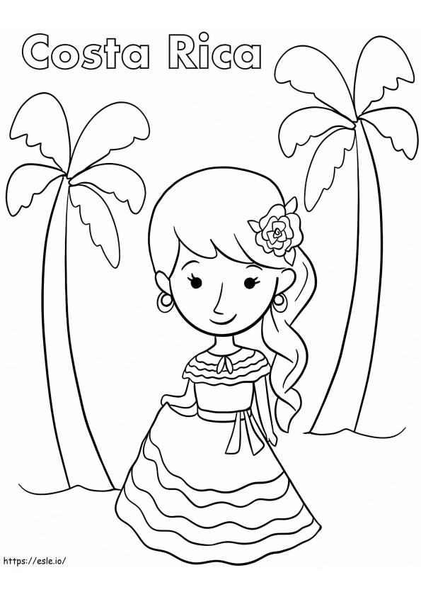 Costa Rica Girl coloring page