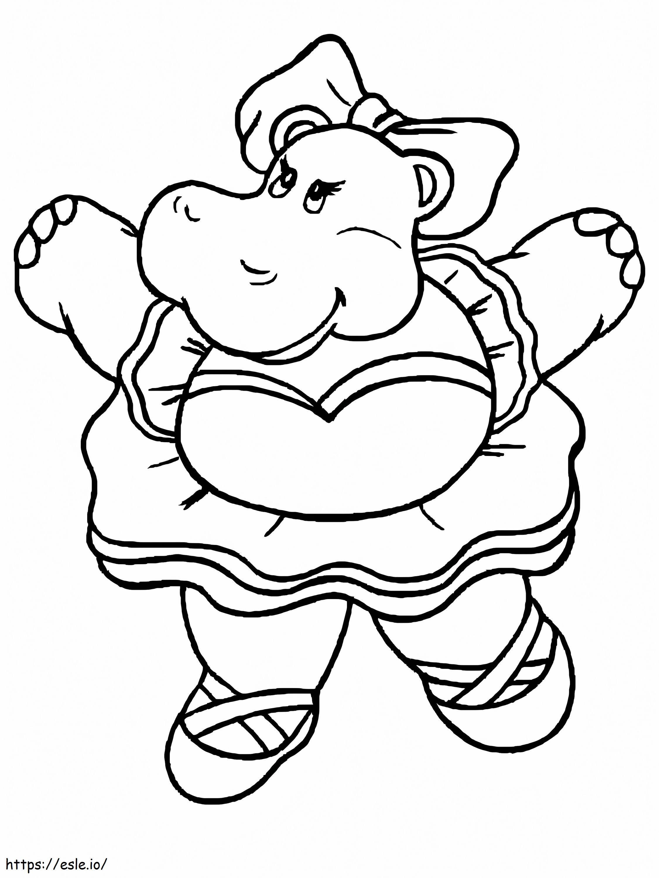 Cute Hippopotamus Dancing Coloring Page