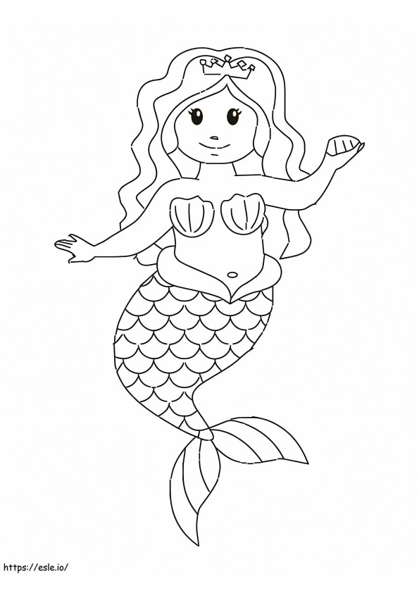 Mermaid With A Shell coloring page