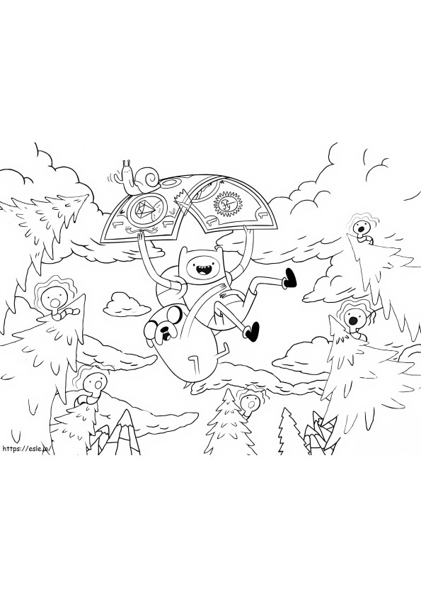 Finn And Jake Flying coloring page