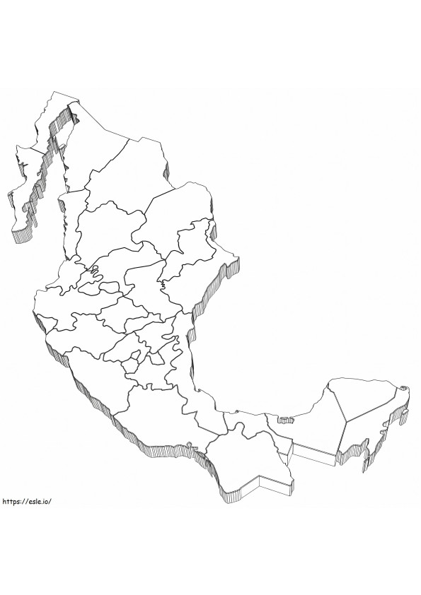 Mapa en blanco del esquema de México para colorear para colorear