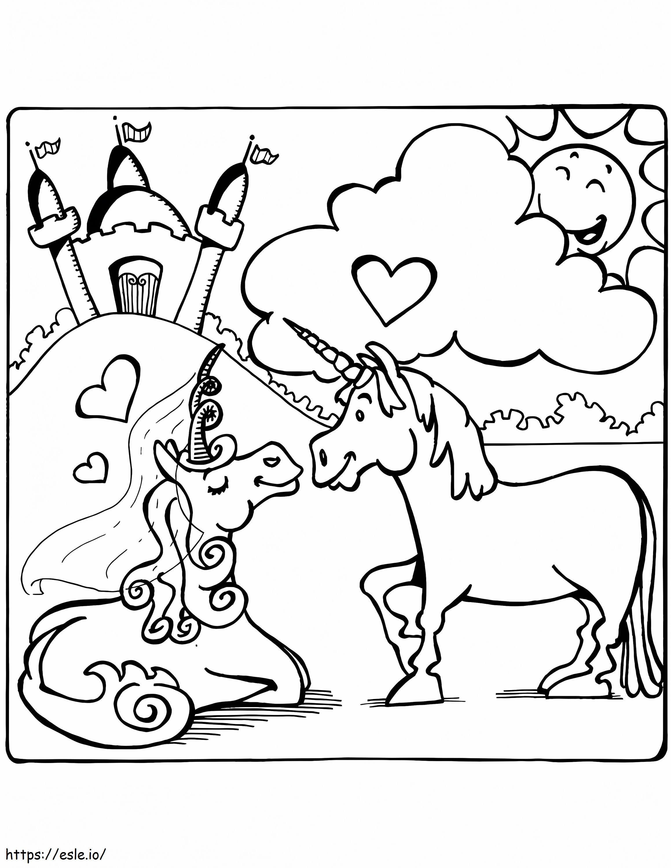 Amore dell'unicorno da colorare