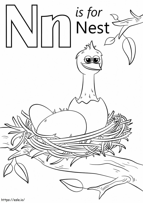 Nest Letter N värityskuva