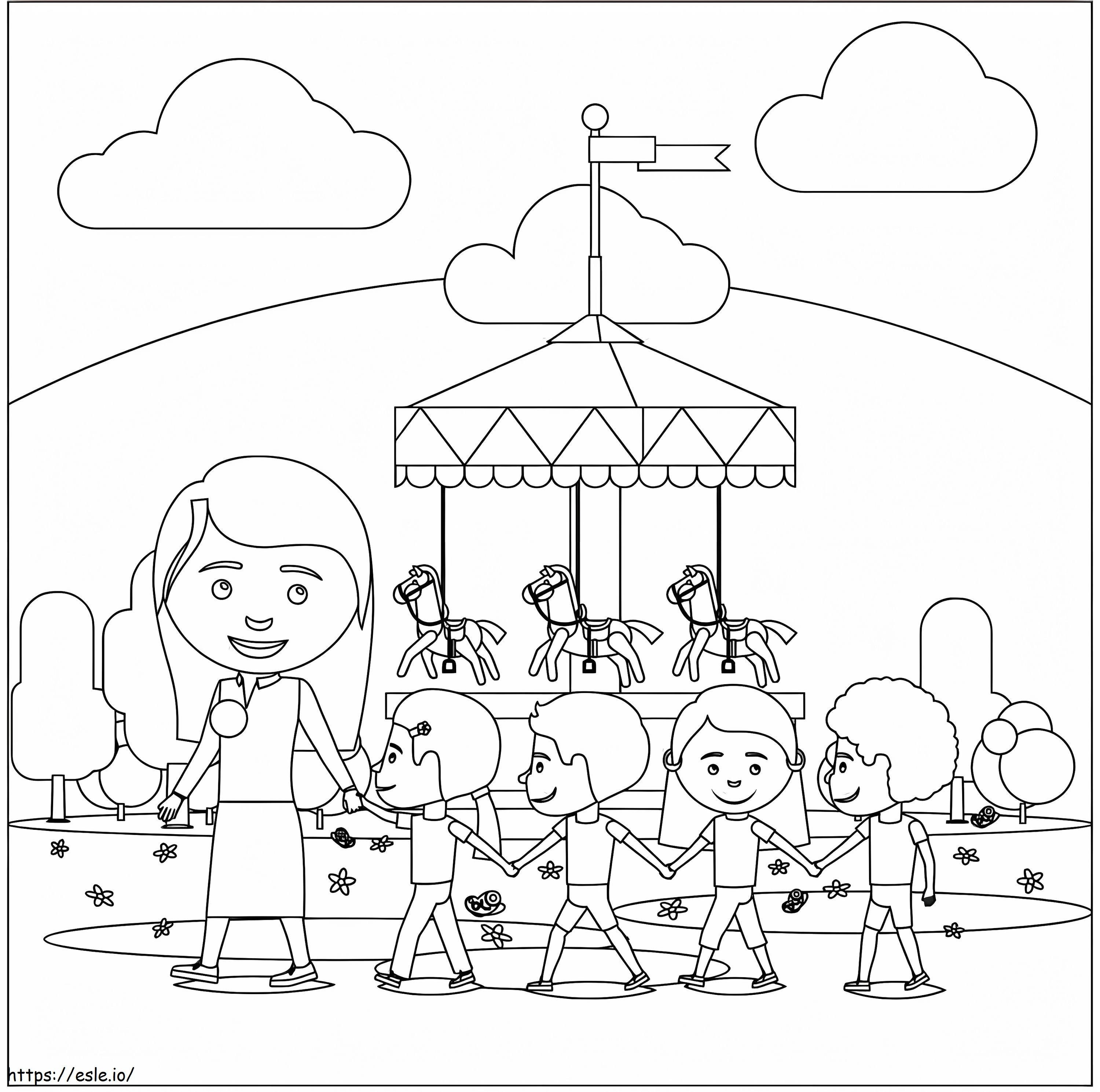 Children In The Park coloring page