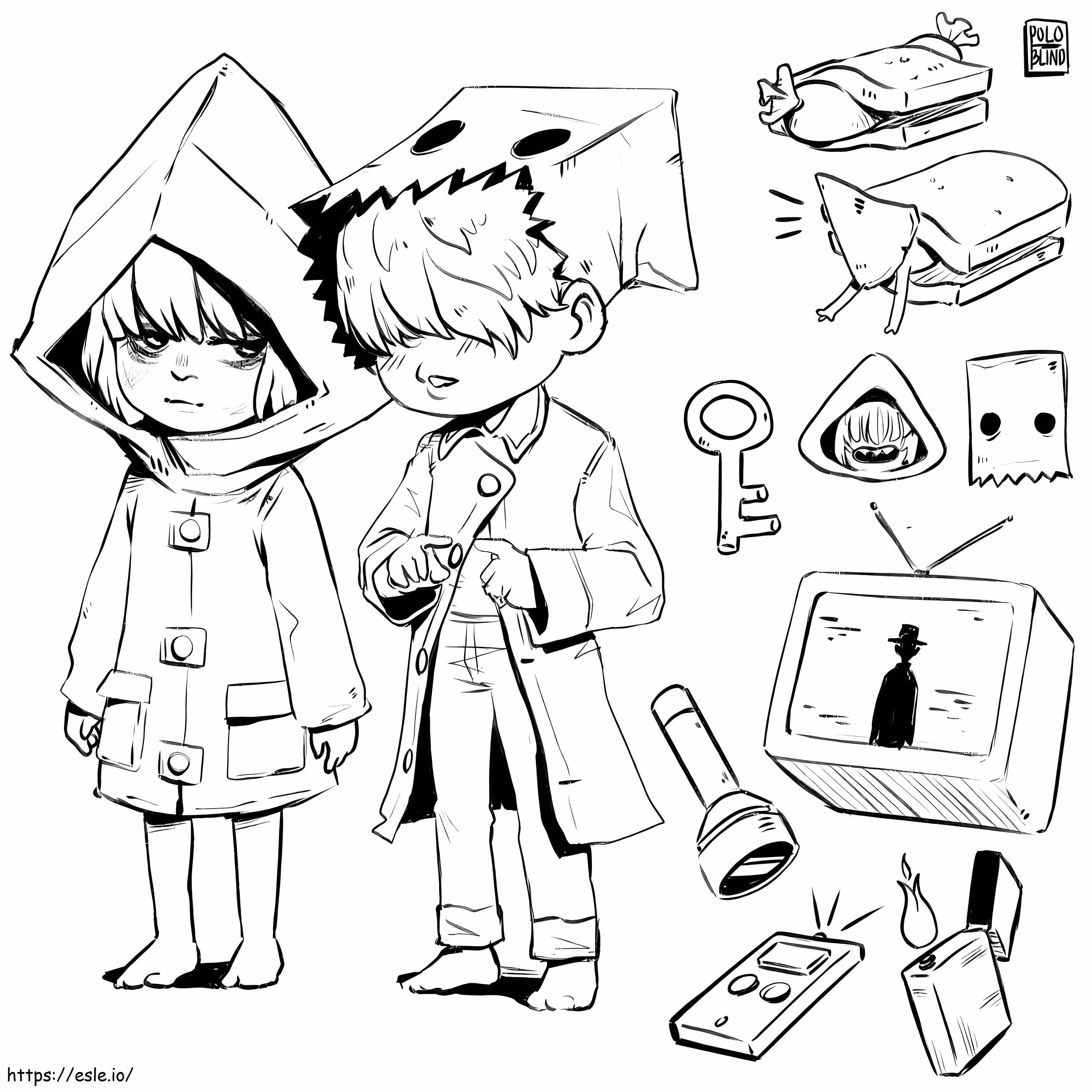 Cute Mono And Six Coloring Page