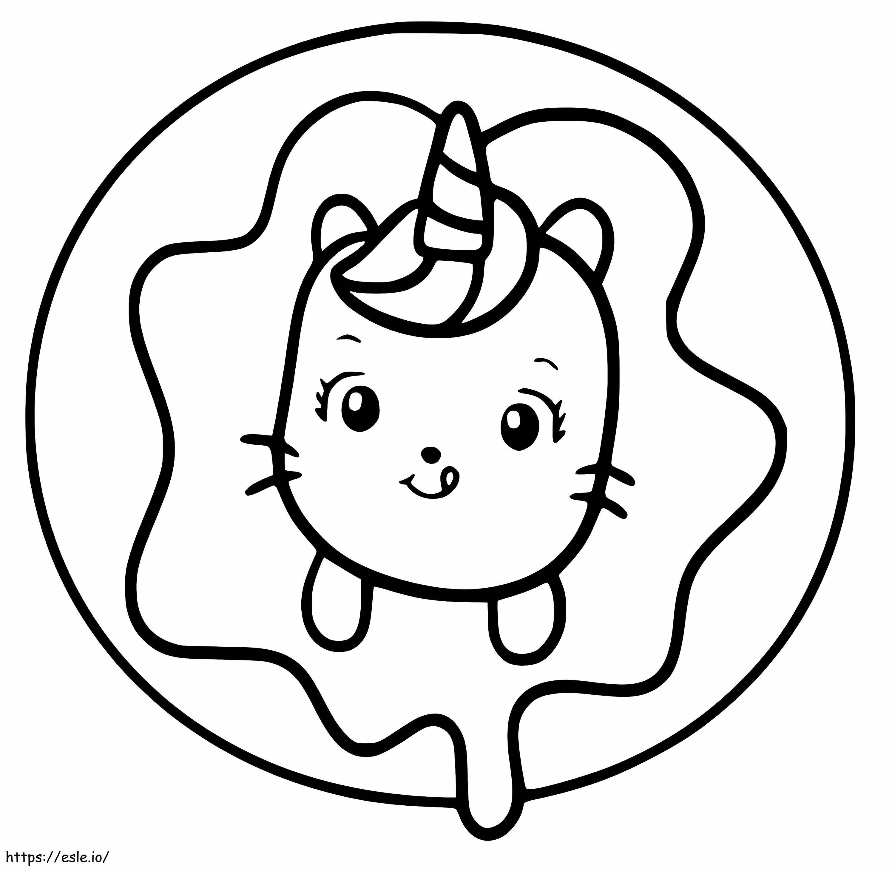Gato Unicornio En Donut para colorear