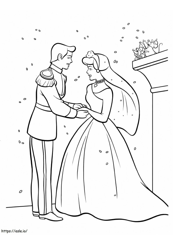 Cinderella With Prince coloring page