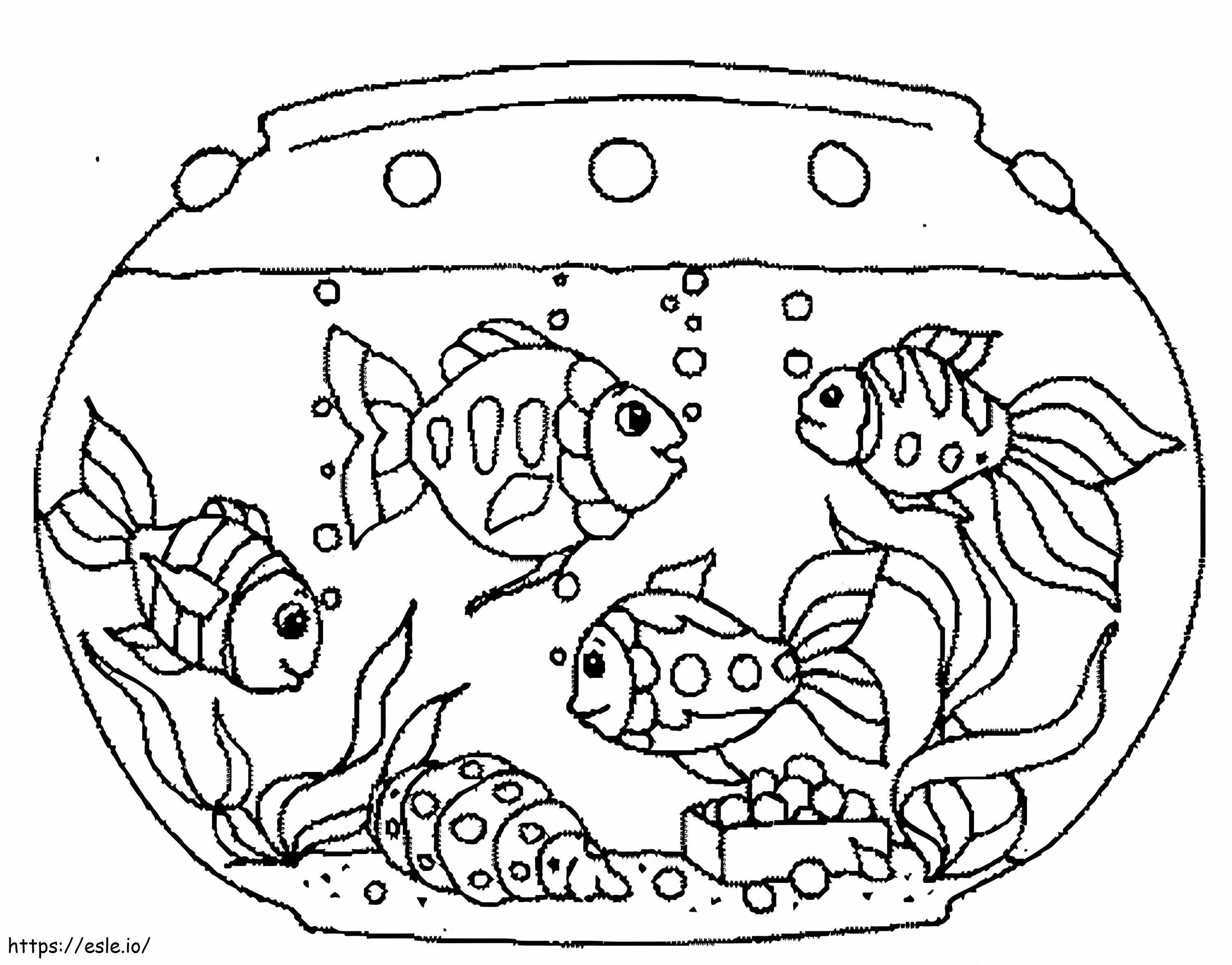 4 kultakalaa värityskuva