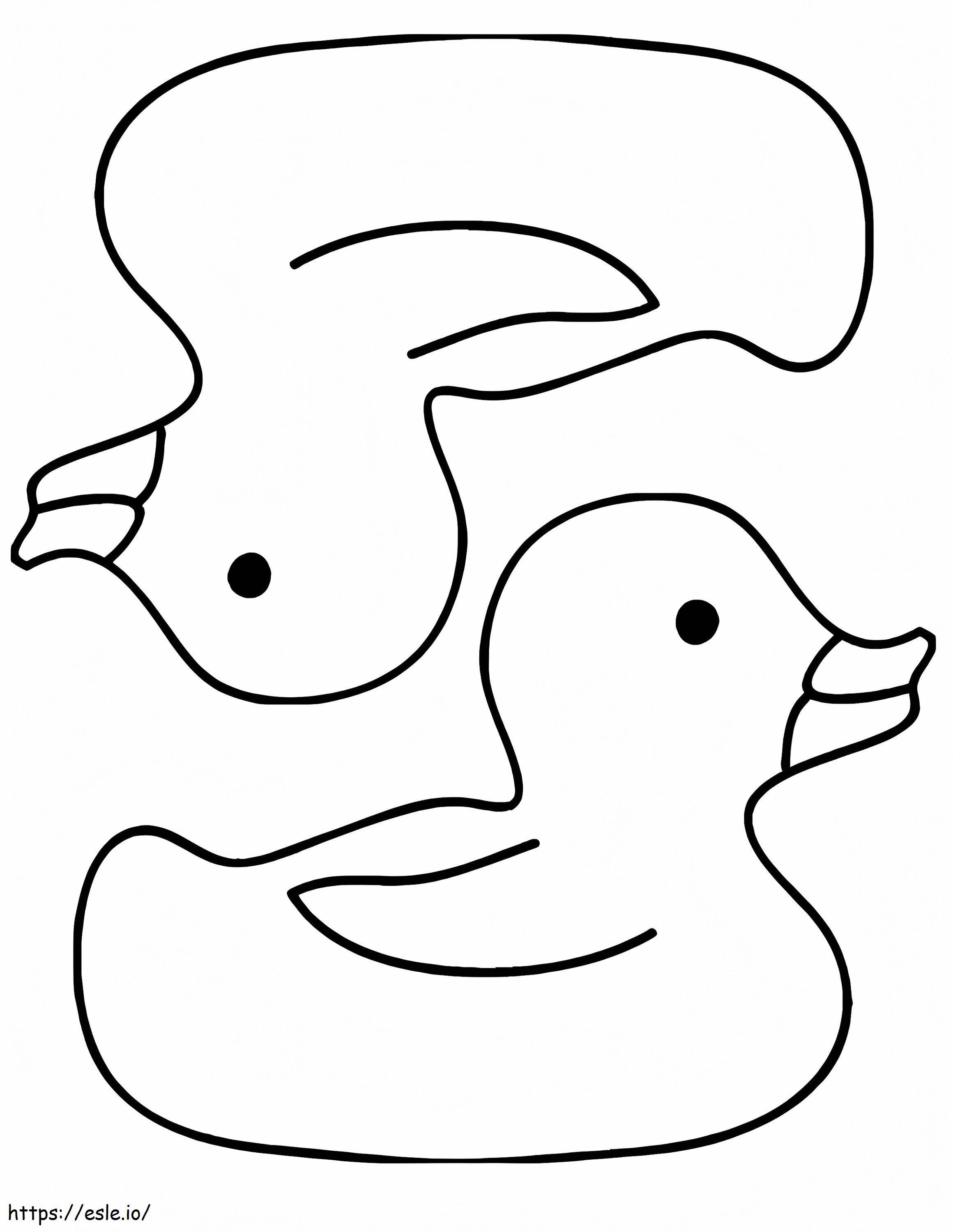 Coloriage Deux canards en caoutchouc à imprimer dessin