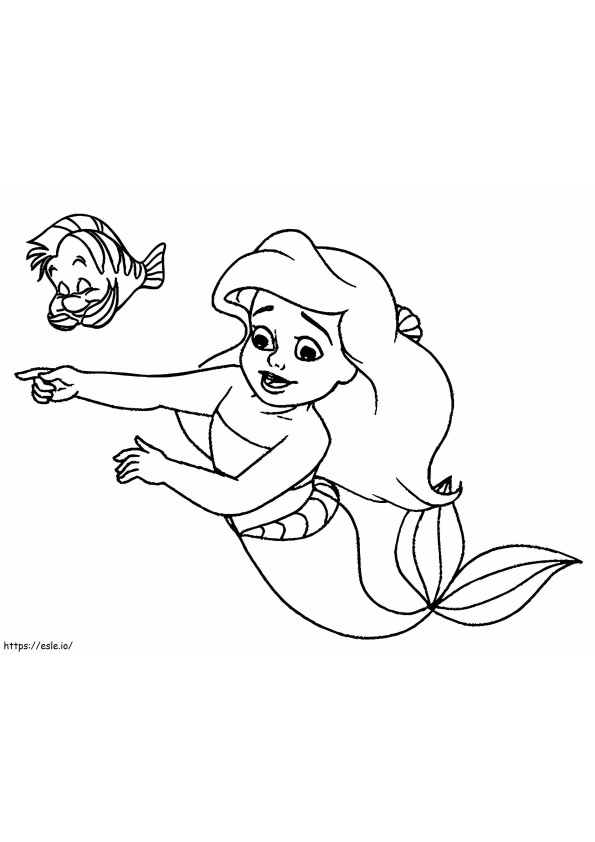 Talking Mermaid And Fish coloring page