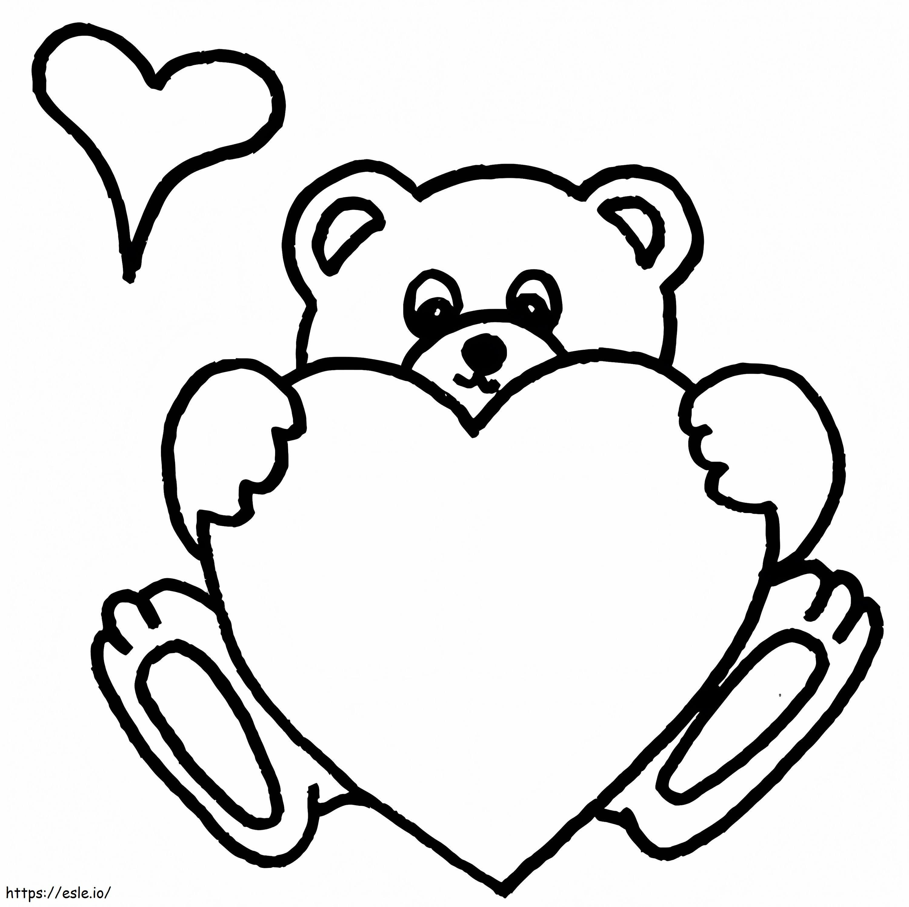 Coloriage Amour ours en peluche à imprimer dessin