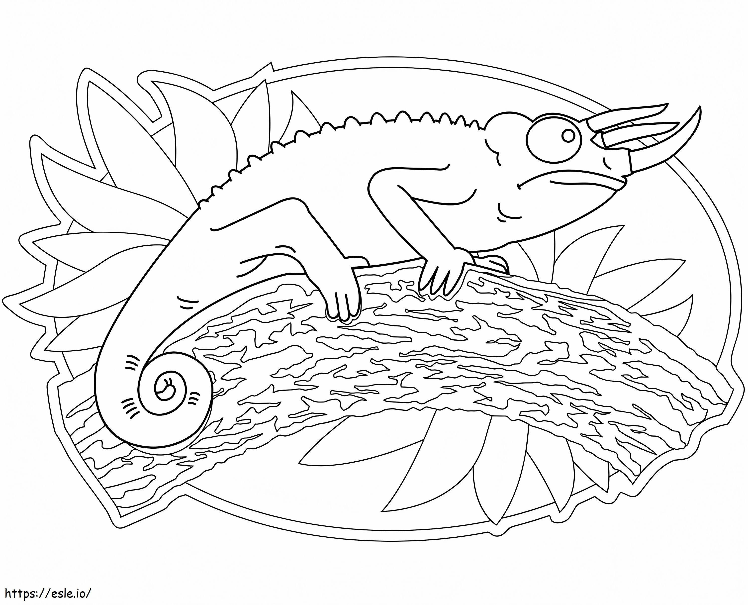 Three-Headed Chameleon coloring page