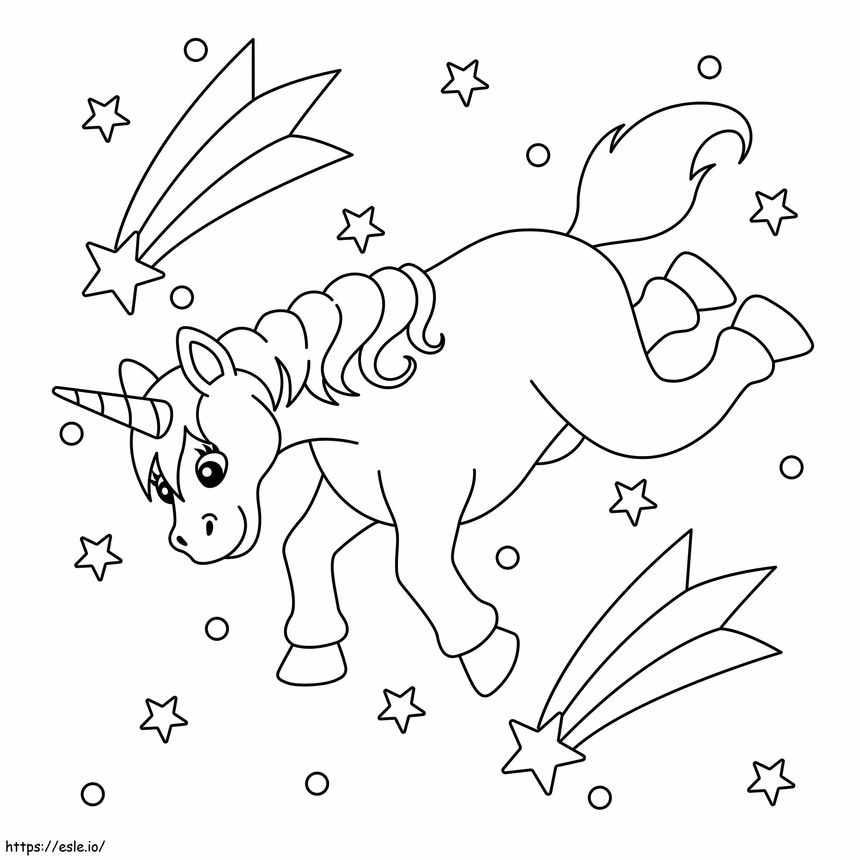 Unicorn cu stele de colorat
