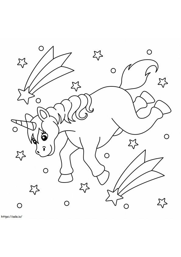 Unicornio Con Estrellas para colorear